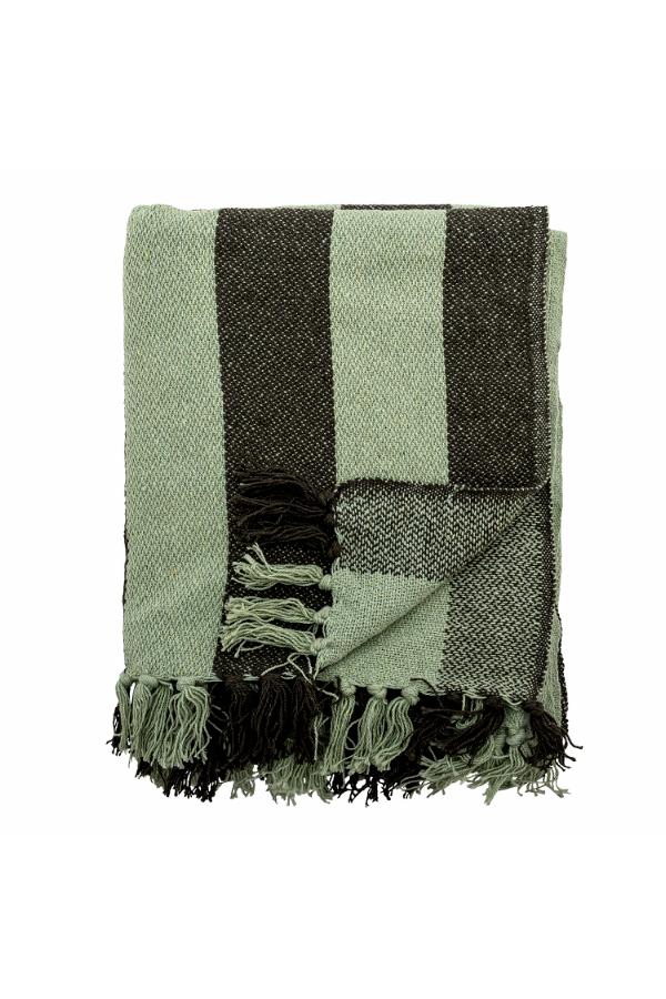 Bloomingville Frello Throw, Green, Recycled Cotton