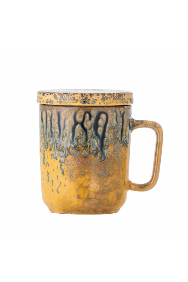 Creative Collection Yuma Mug w/Lid and Strainer, Multi, Stoneware