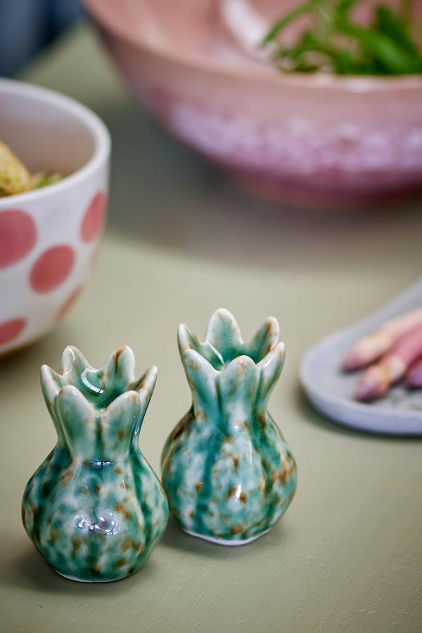 Creative Collection Cyrill Salt & Pepper Shaker Set, Green, Stoneware