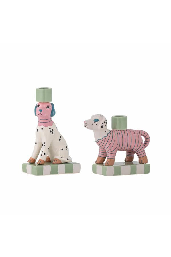 Bloomingville Doglie Candle Holder, Rose, Stoneware
