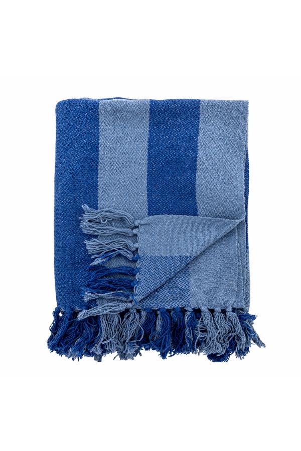 Bloomingville Frello Throw, Blue, Recycled Cotton