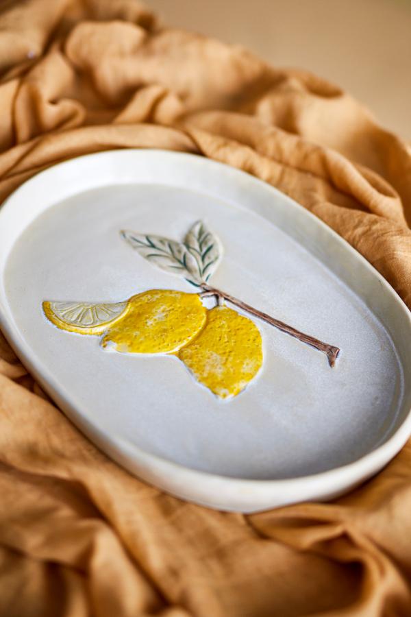 Creative Collection Hadden Serving Plate, Yellow, Stoneware