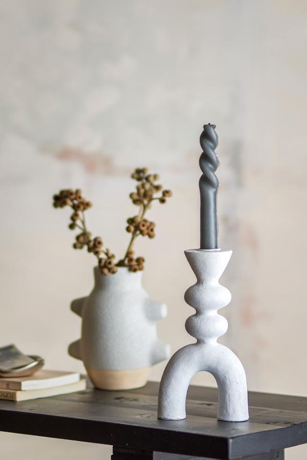 Bloomingville Syra Candle Holder, White, Polyresin