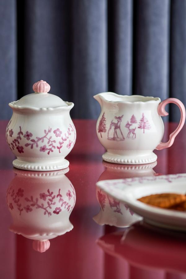 Bloomingville Wonderland Milk Jug & Sugar Bowl, Rose, Stoneware