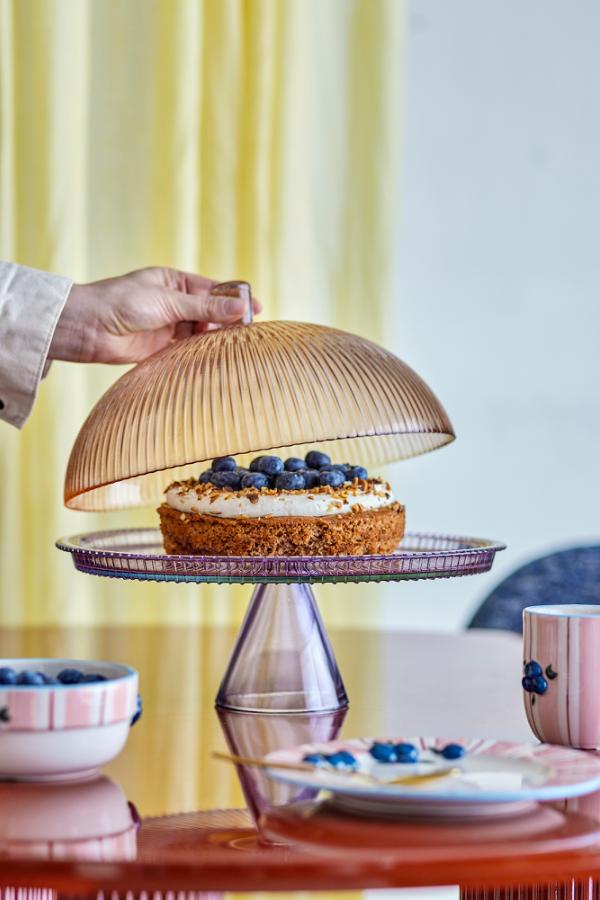 Bloomingville Tayo Cake Tray w/Dome, Multi, Glass