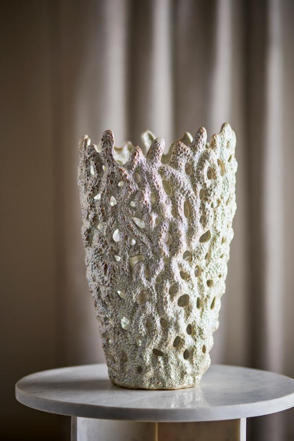 Bloomingville Eunice Deco Vase, White, Stoneware