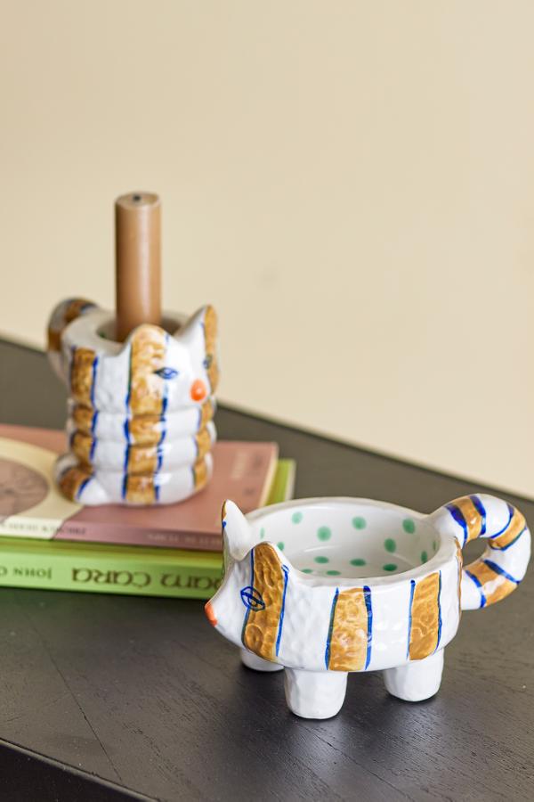Bloomingville Caty Candle Holder, Brown, Stoneware
