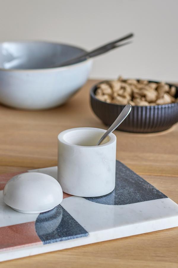 Bloomingville Lira Jar w/Lid, White, Marble