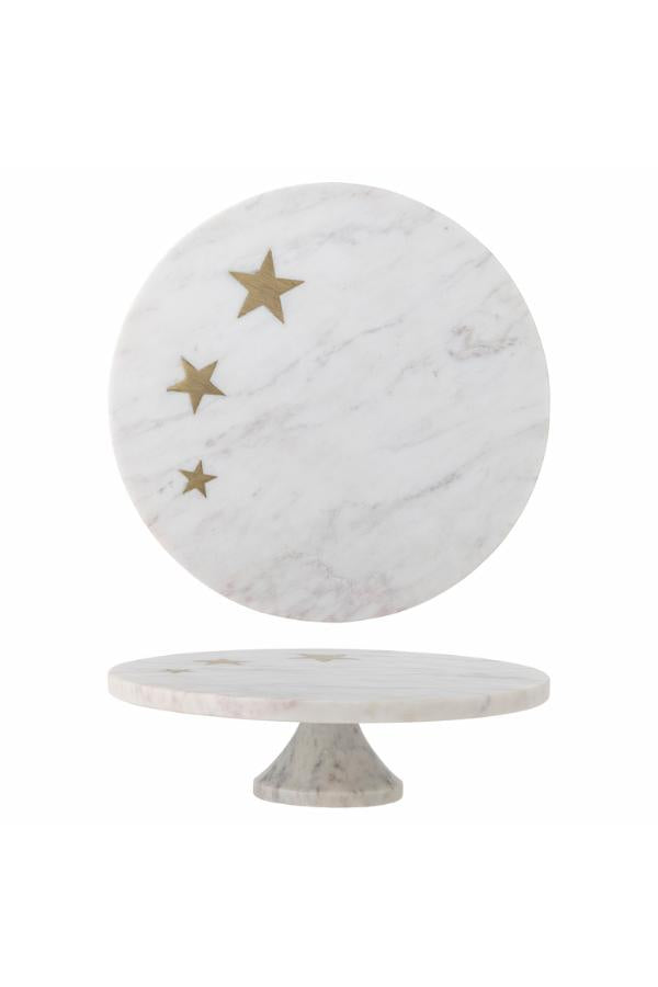 Bloomingville Fenya Star Cake Tray, White, Marble