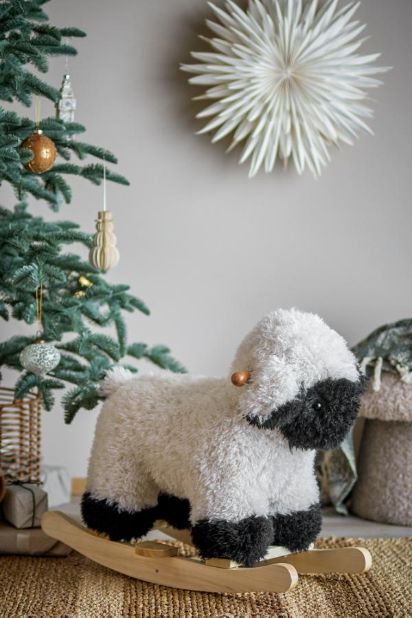 Bloomingville Mini Dolly Rocking Toy, Sheep, White, Polyester