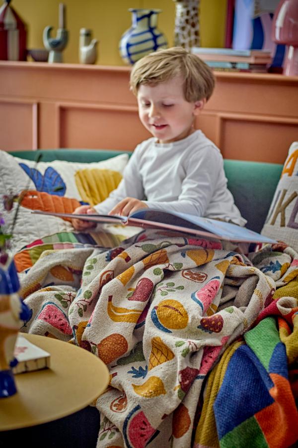 Bloomingville Mini Fruitta Throw, Multi, Recycled Cotton