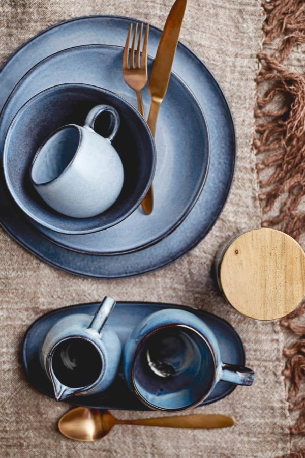 Bloomingville Sandrine Breakfast Set, Blue, Stoneware