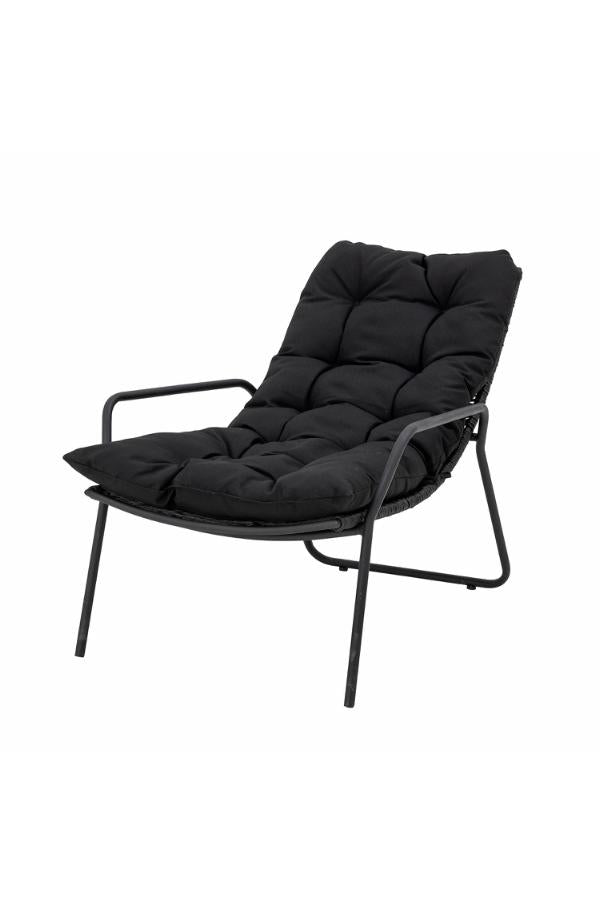 Bloomingville Boel Deck Chair with Stool, Black, Metal