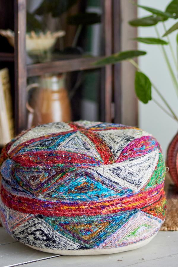 Creative Collection Torano Pouf, Multi, Cotton
