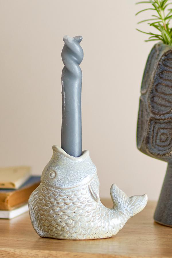 Creative Collection Hiro Candle Holder, Grey, Stoneware