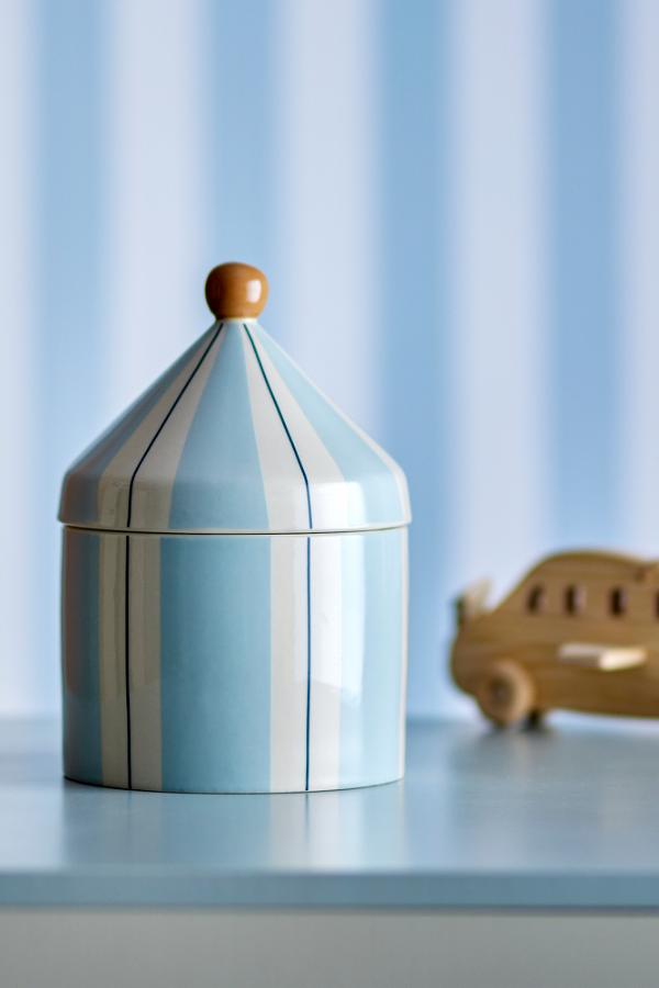 Bloomingville Mini Cimmi Jar w/Lid, Blue, Stoneware