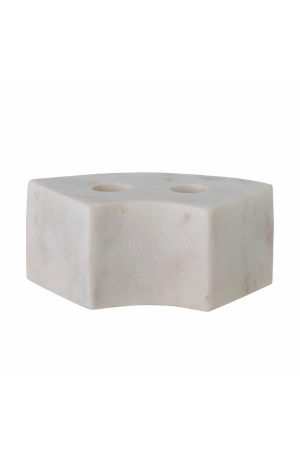 Bloomingville Florida Candle Holder, White, Marble