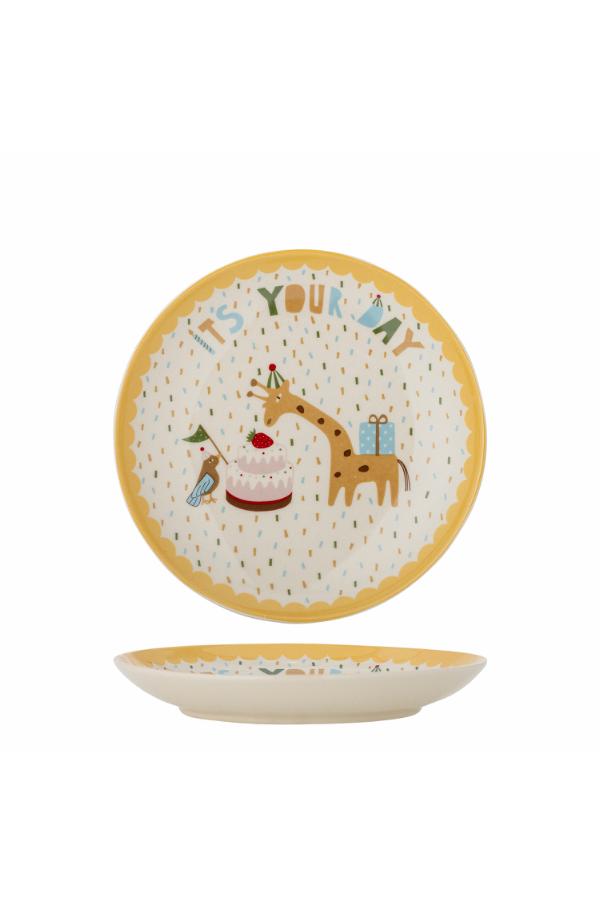 Bloomingville Mini Celebrate Plate, Yellow, Stoneware
