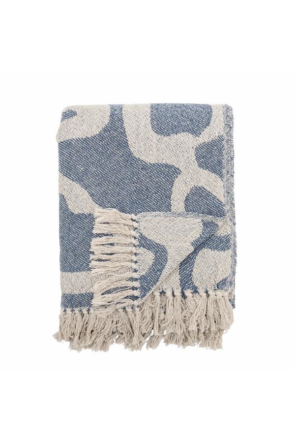 Bloomingville Salobre Throw, Blue, Recycled Cotton