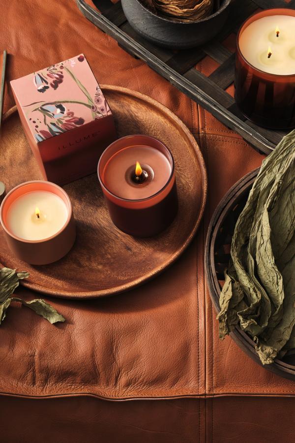 Illume Terra Tabac Statement Glass Candle, Brown,