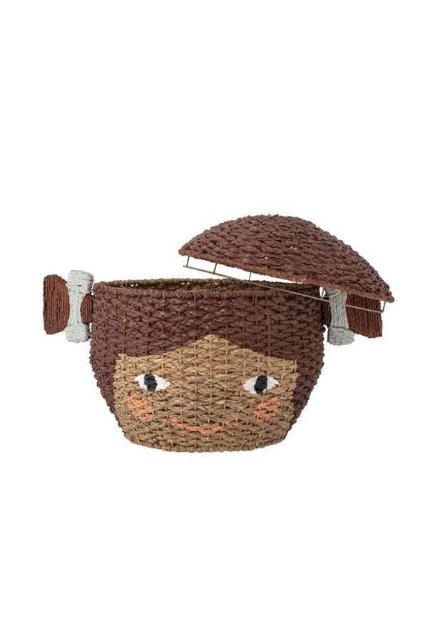 Bloomingville Mini Lill Basket w/Lid, Brown, Bankuan Grass