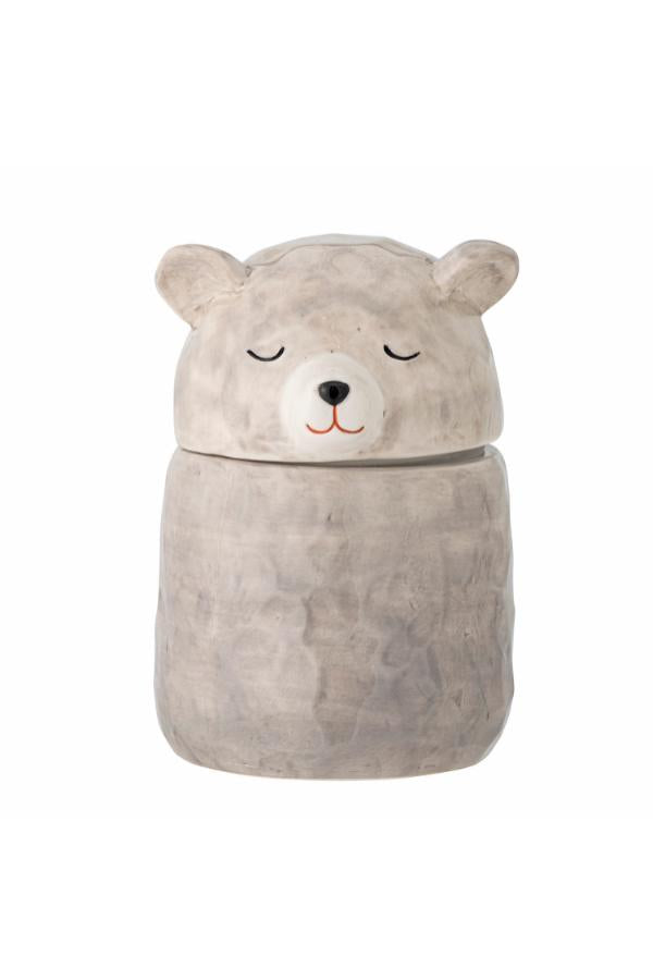 Bloomingville Mini Puk Jar w/Lid, Grey, Stoneware