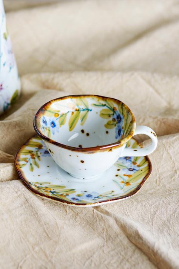 Creative Collection Savina Cup w/Saucer, Multi, Stoneware