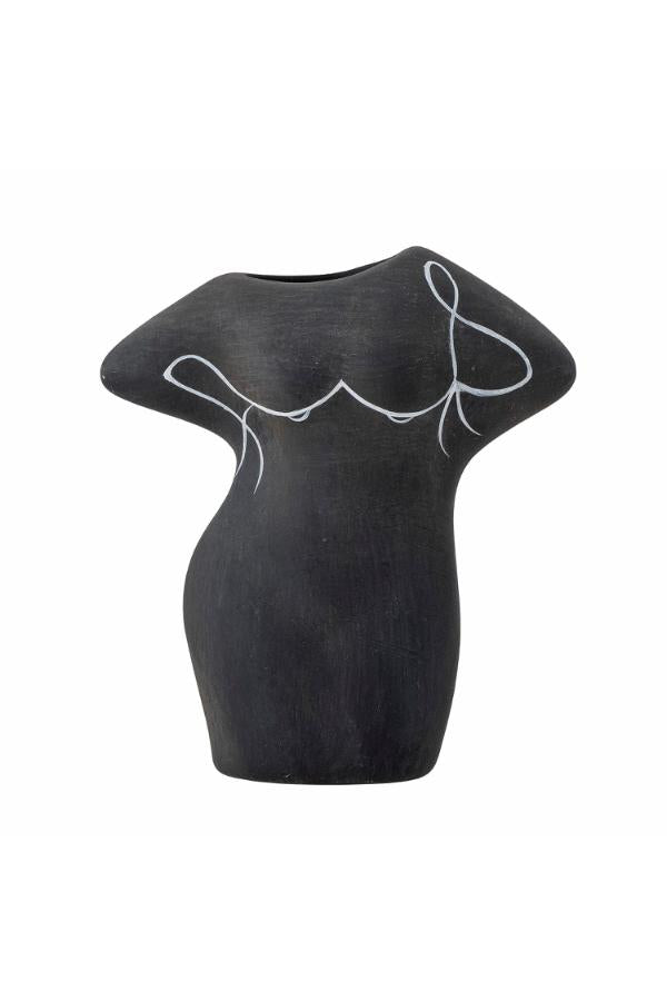 Bloomingville Lulu Deco Vase, Black, Terracotta