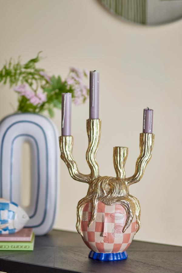 Bloomingville Medusa Candle Holder, Gold, Polyresin