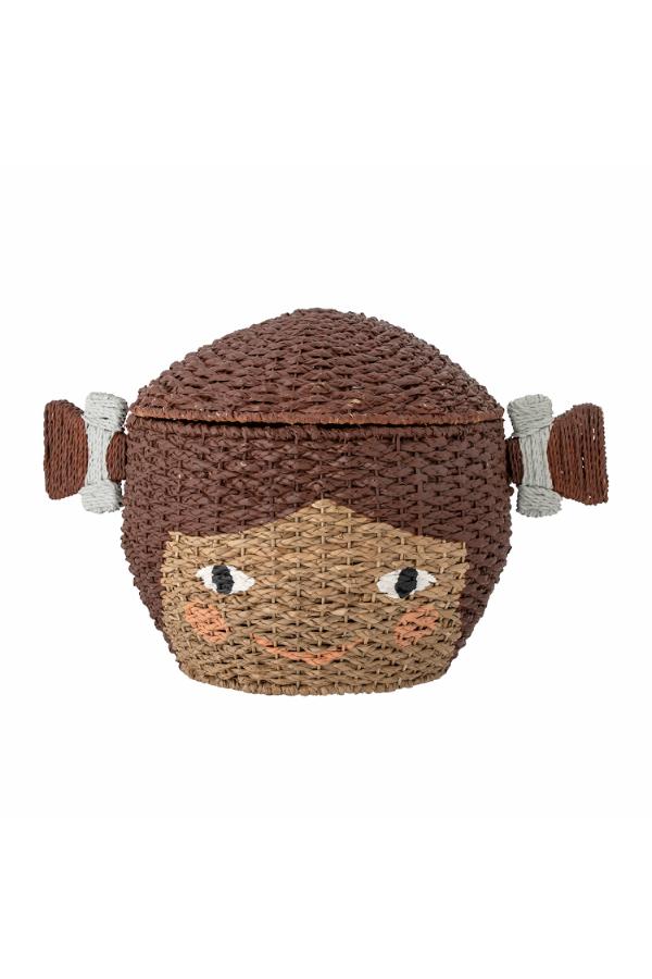 Bloomingville Mini Lill Basket w/Lid, Brown, Bankuan Grass