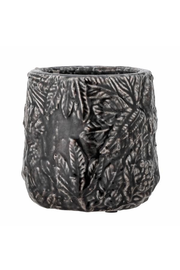 Creative Collection Nikou Deco Flowerpot, Black, Terracotta