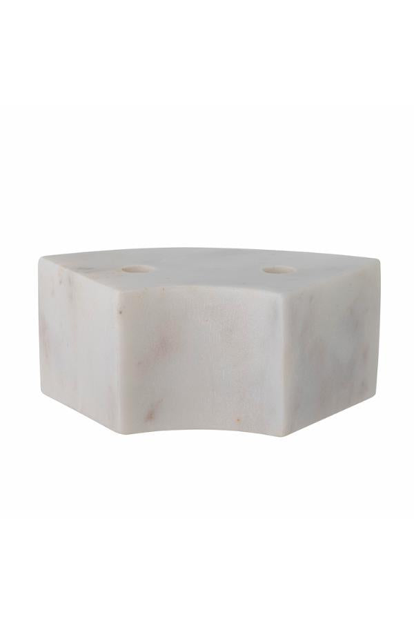 Bloomingville Florida Candle Holder, White, Marble