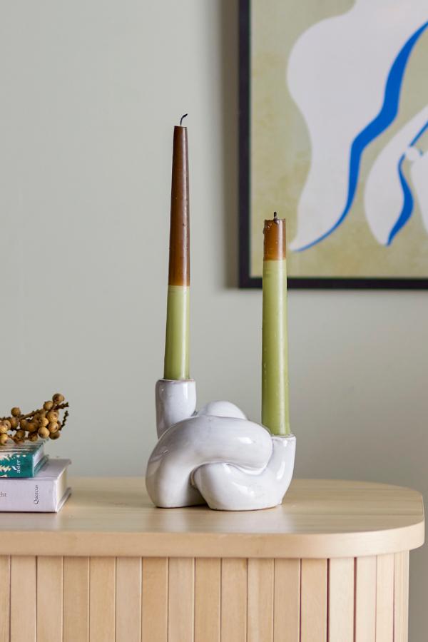 Bloomingville Haydn Candle Holder, White, Stoneware