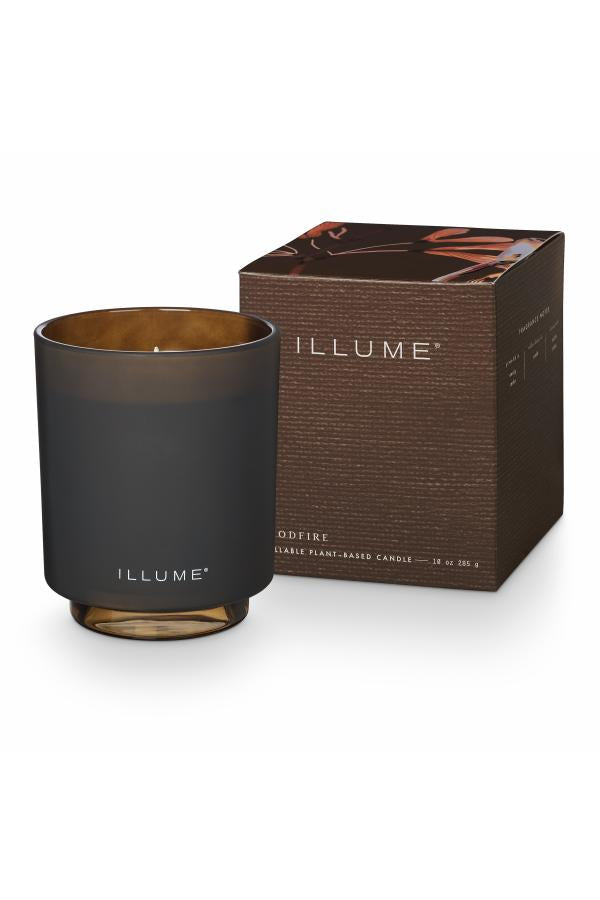 Illume Woodfire Box Glass Candle, Brown,