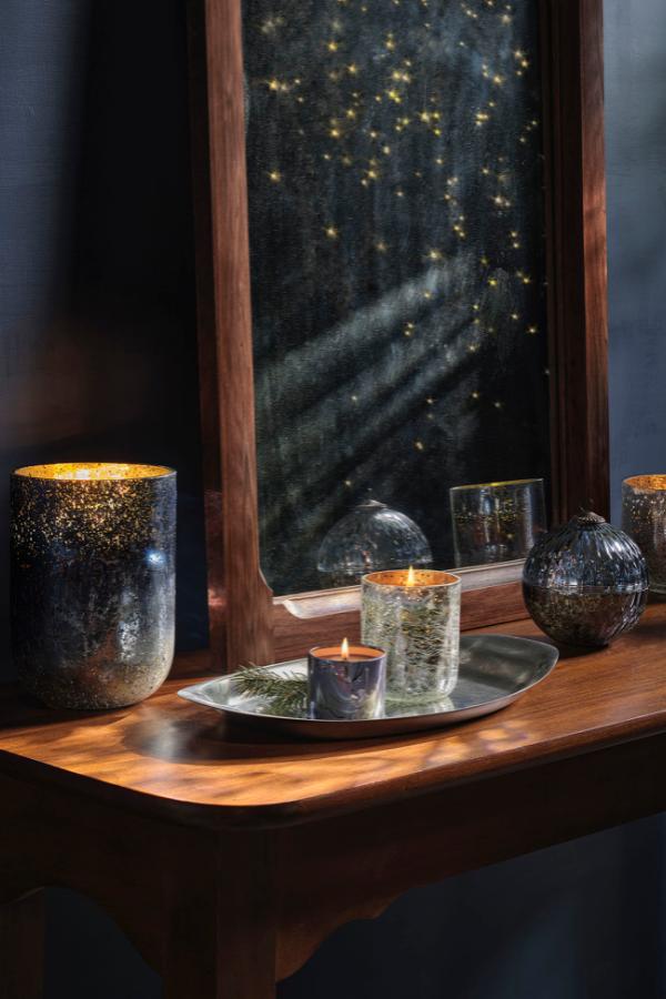 Illume North Sky Crackle Glass Candle, Silver,