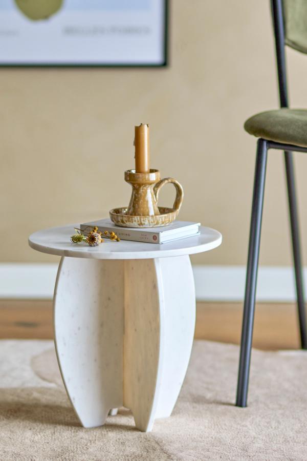 Bloomingville Sendai Pedestal, White, Marble