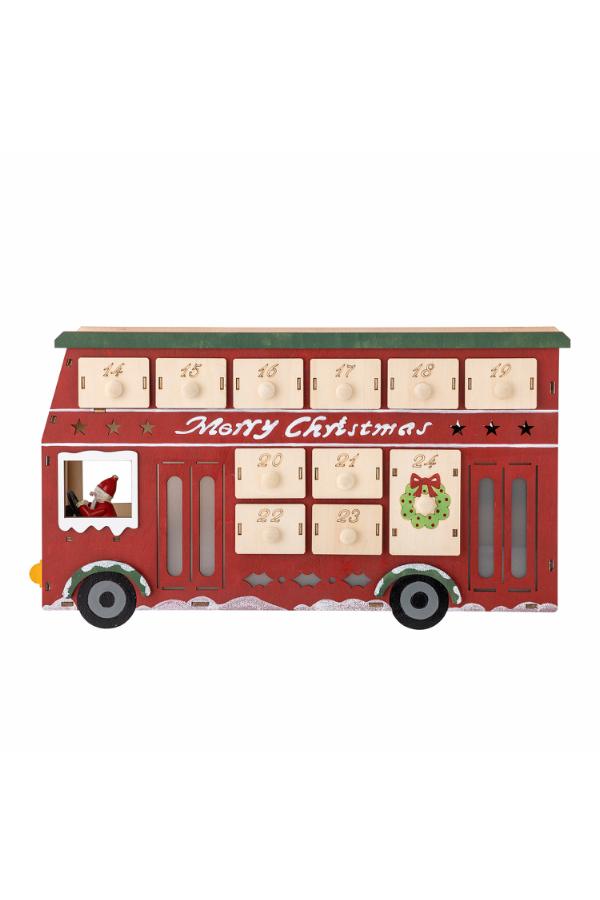 Bloomingville Edward Calendar w/light, Red, Plywood