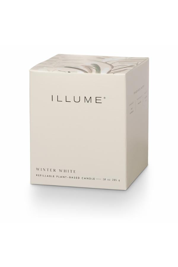 Illume Winter White Box Glass Candle, White,