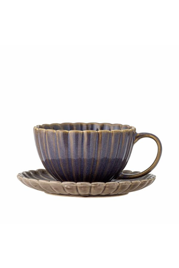 Bloomingville Latina Cup w/Saucer, Purple, Stoneware
