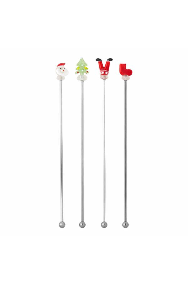 Bloomingville Misa Cocktail Stirrer, Red, Glass