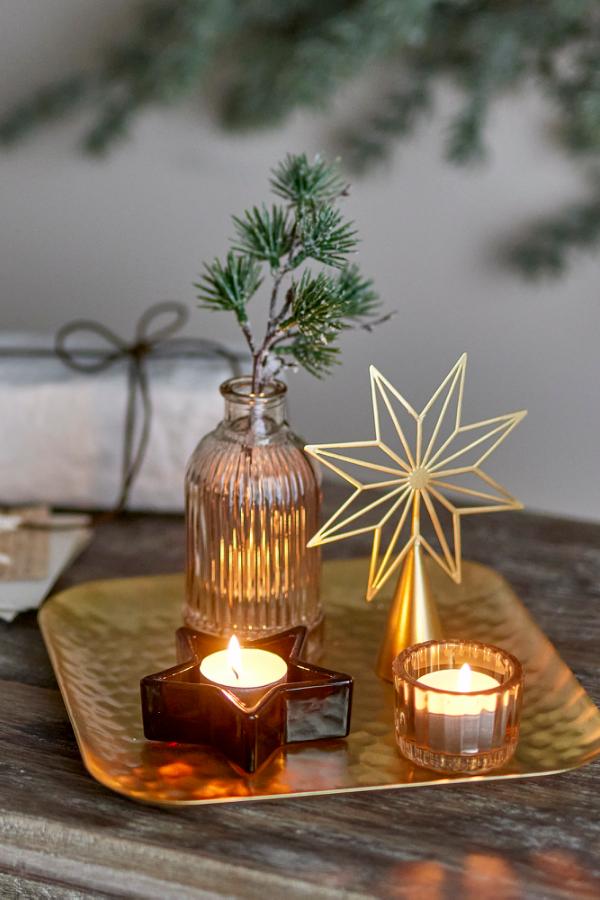 Bloomingville Sanga Tray w/Votive, Gold, Glass