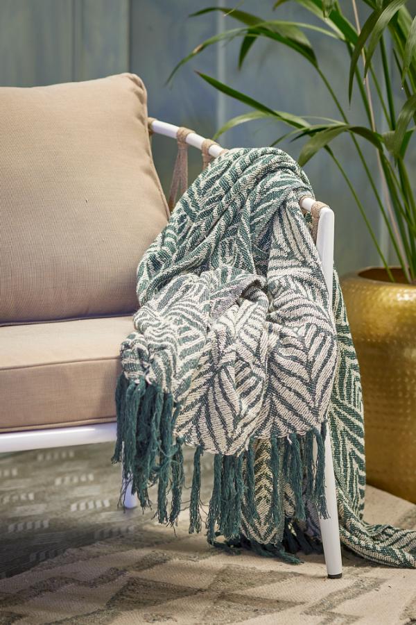 Creative Collection Ugento Throw, Green, Recycled Cotton