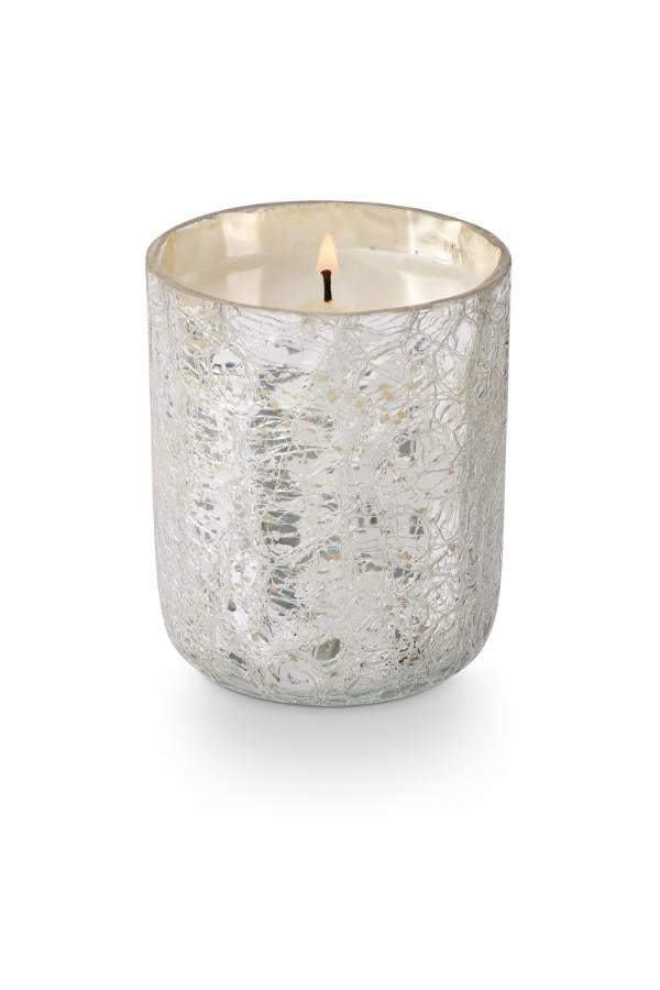 Illume North Sky Crackle Glass Candle, Silver,