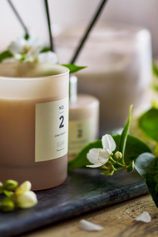 Illume X Bloomingville NO. 2 - Green Gardenia Scented Candle, Rose, Natural Wax