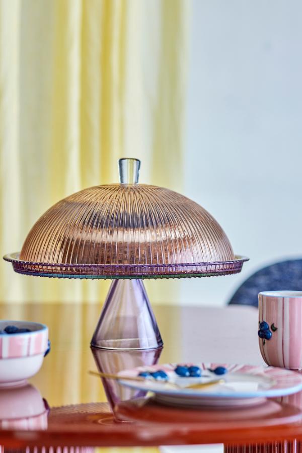 Bloomingville Tayo Cake Tray w/Dome, Multi, Glass