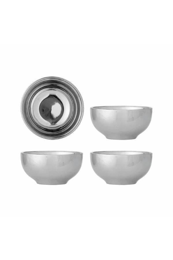 Bloomingville Shine Bowl, Silver, Stoneware