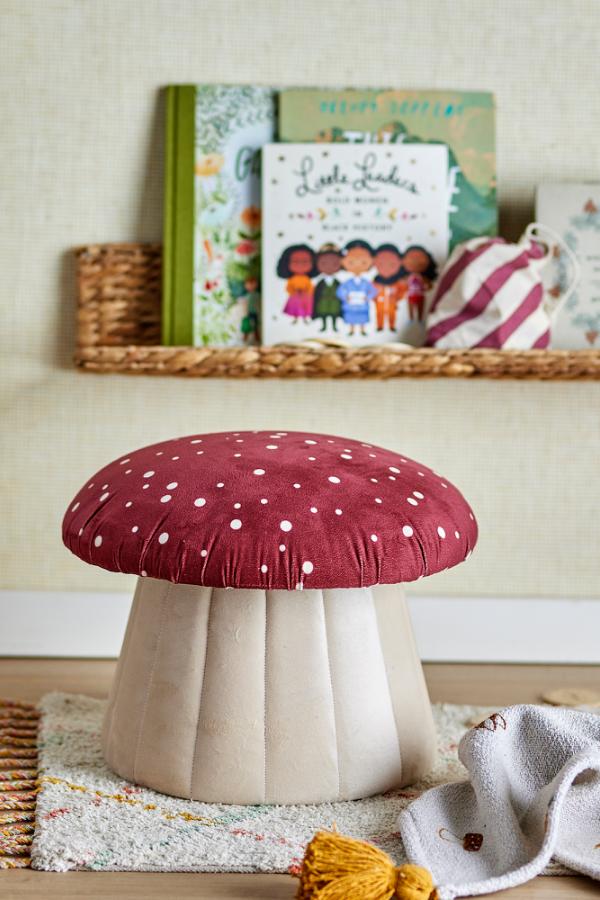 Bloomingville Mini Lue Pouf, Red, Polyester