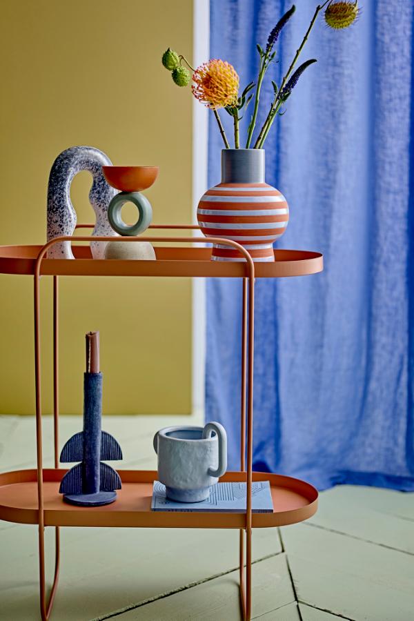 Bloomingville Bess Candle Holder, Blue, Polyresin