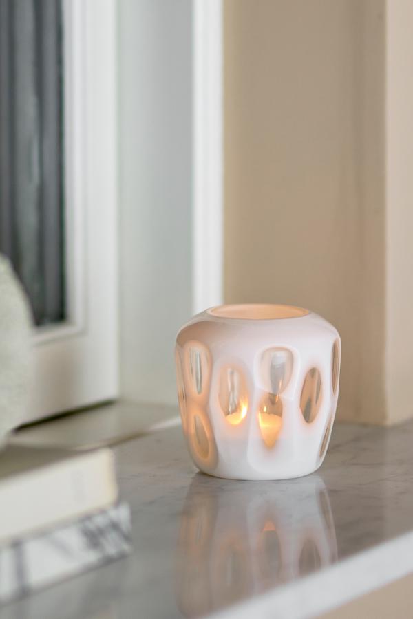 Bloomingville Rohan Votive, White, Recycled Glass