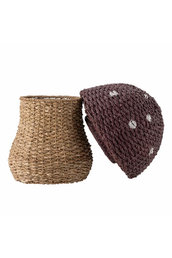 Bloomingville Mini Corintha Basket w/Lid, Red, Seagrass